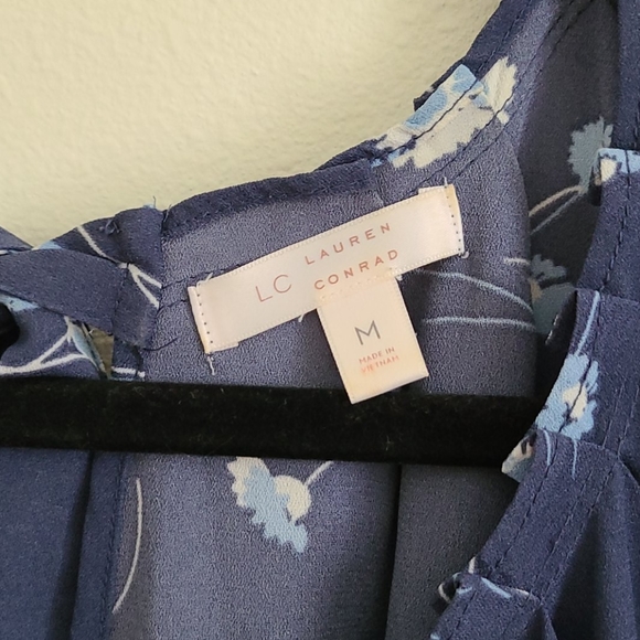 LAUREN CONRAD Blue Floral Tie Waist Dress - Picture 3 of 5